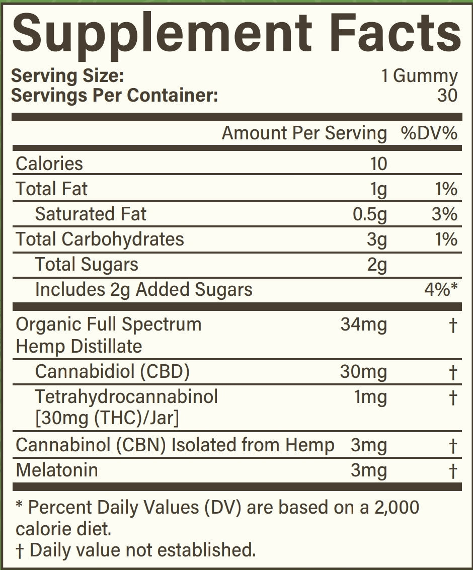 A Berry Good Night (Melatonin + CBN +THC) - 30 mg Premium CBD Sleep Gummies